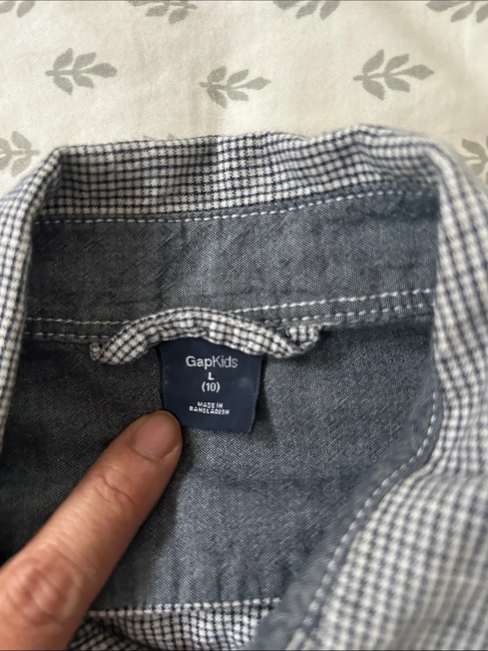 GAP Blue & White Micro-Check Button-Down Shirt